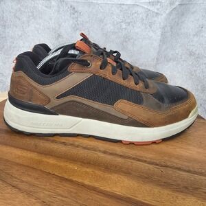 Skechers Sneakers Mens 10 Rozier Willron Brown Leather Casual Shoes Comfort Arch